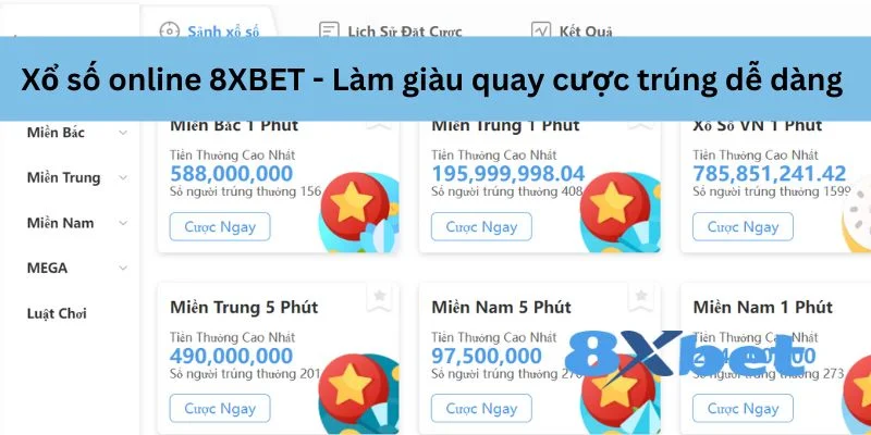 Xổ Số Online 8XBET - Quay Cược Trúng Thưởng Cực Dễ Dàng